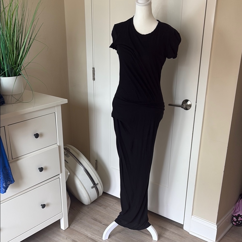 James Perse Black Ribbed Maxi Dress